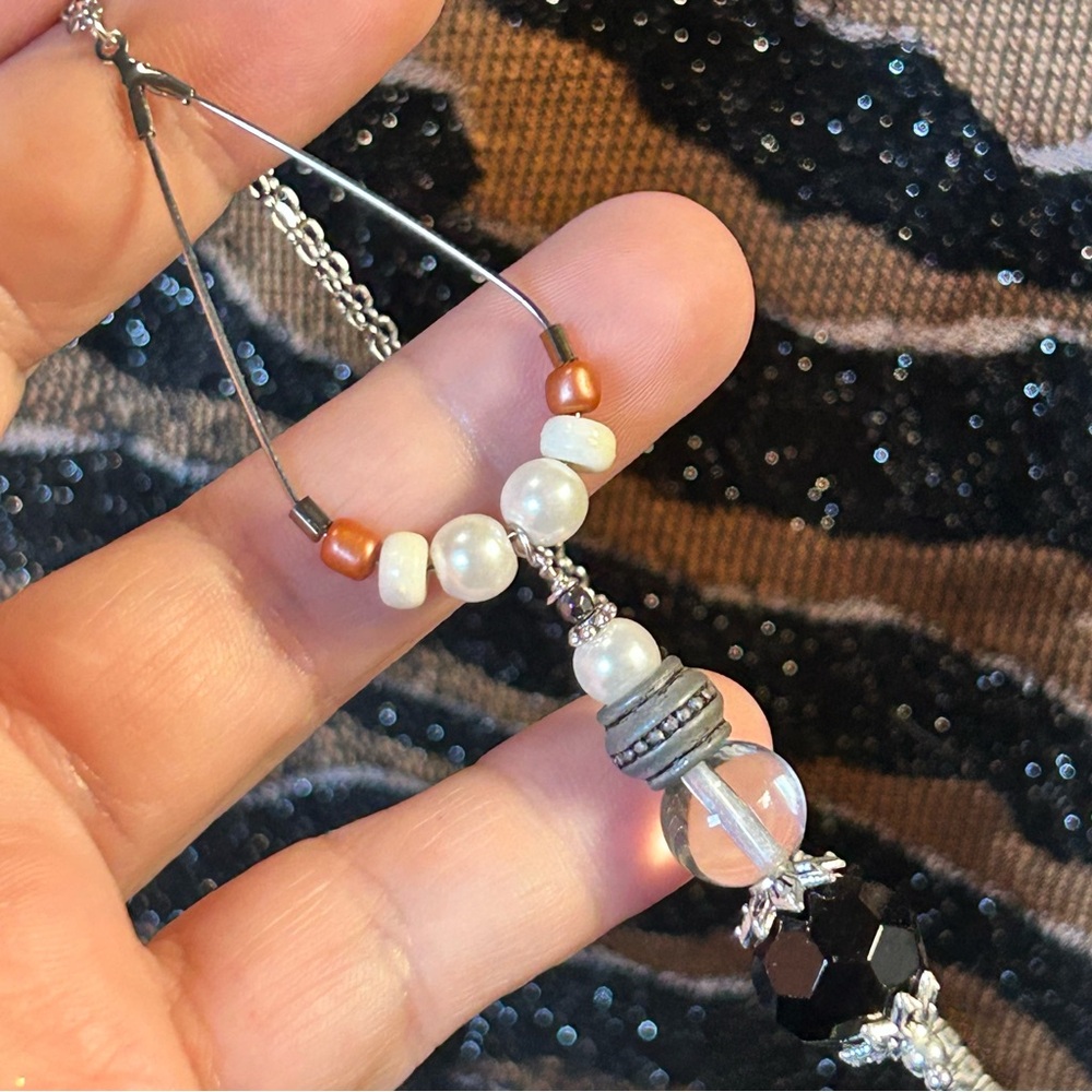 Handcrafted vintage bead changeable charm pendant on chain necklace